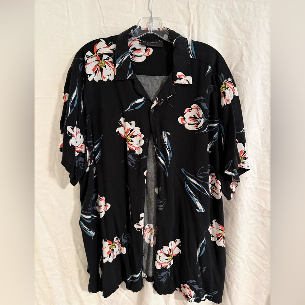 No Boundaries Black Floral Shirt